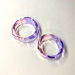 ガラスリング　〜 plat 〜　ピンク　パープル　紫陽花　5号 〜 18号　送料無料　ガラスの指輪 2枚目の画像