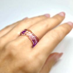 ガラスリング　〜 plat 〜　ピンク　パープル　紫陽花　5号 〜 18号　送料無料　ガラスの指輪 4枚目の画像