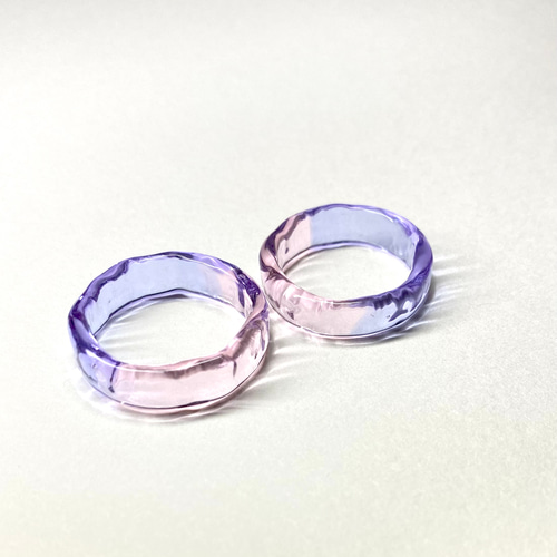 ガラスリング 〜plat〜 ピンク×パープル 5号 〜 22号 2way 国内
