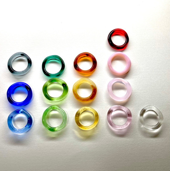 ガラスリング　〜 plat 〜　ピンク　パープル　紫陽花　5号 〜 18号　送料無料　ガラスの指輪 9枚目の画像