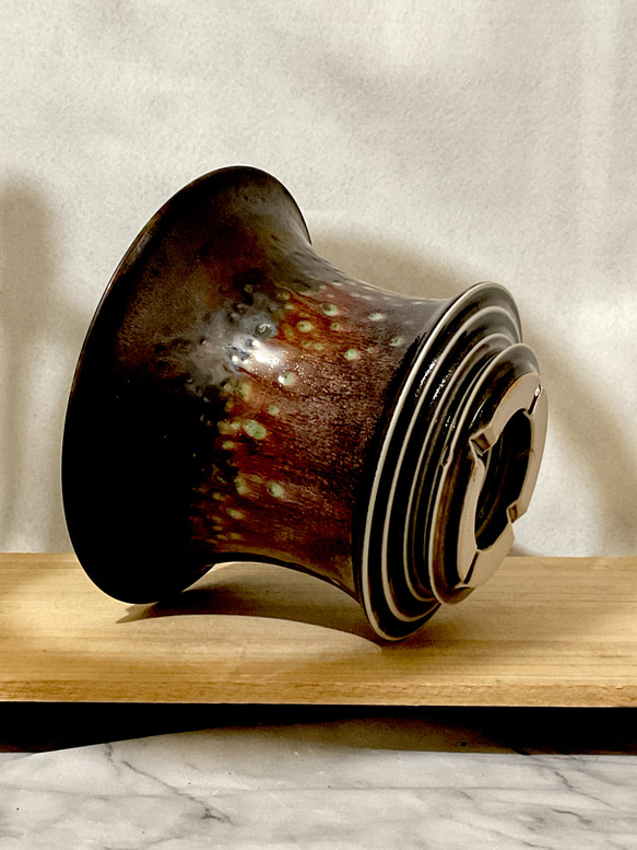 植木鉢多肉観覧植物陶器陶芸ハンドメイドアカベサボテン手作り 3枚目の画像