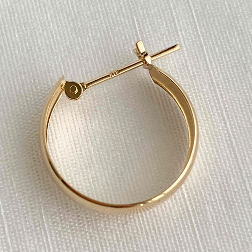 地金＊18金【4×15mm 甲丸フープピアス 】イエローゴールド ペア