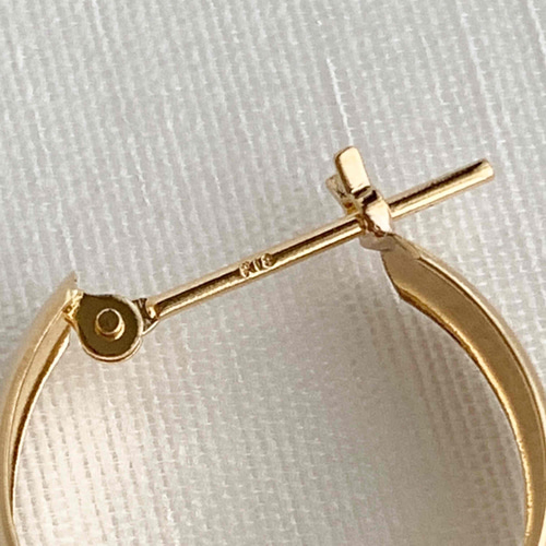 地金＊18金【4×15mm 甲丸フープピアス 】イエローゴールド ペア