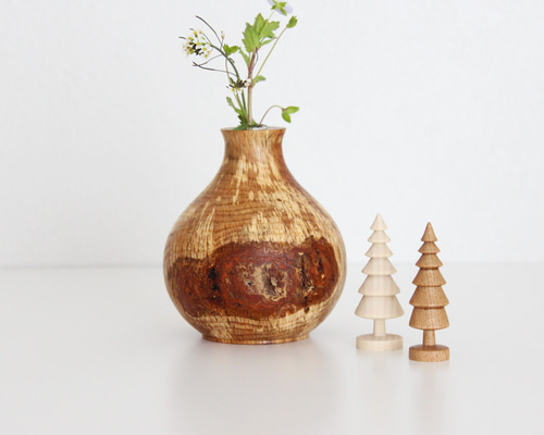 一輪挿し フラワーベース 木の置物 セット NO19 一輪挿し・花瓶・花器