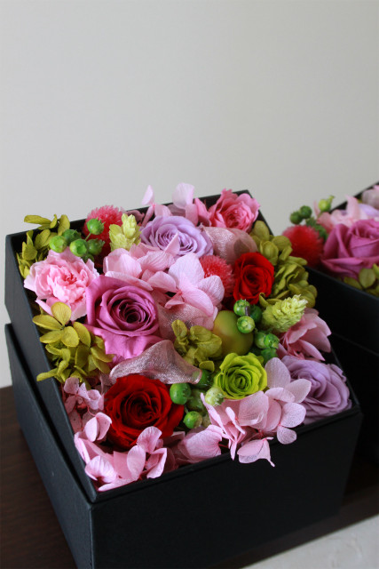 プリザーブドフラワーのBOXアレンジ