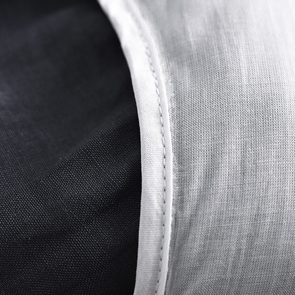 5分袖リネンワンピース　襟刺繍Vネックリネンワンピース　ダークグレーとホワイト2色　M-2XL　L363 12枚目の画像