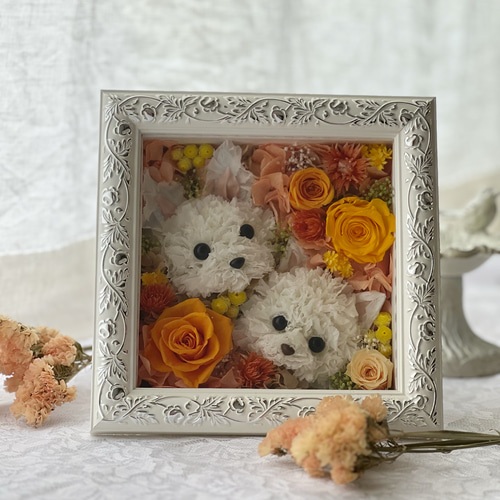 【原田様用】プリザーブドフラワー　愛犬2匹　ハンドメイド作品 4497ff455657e525b75177d8543443