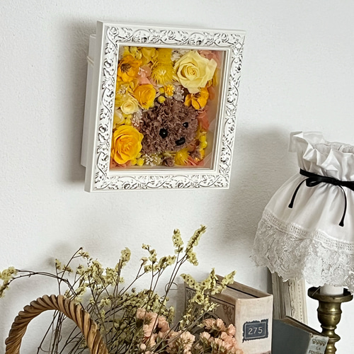 オーダーメイド】たくさんのお花とワンちゃんの2wayフレームボックス