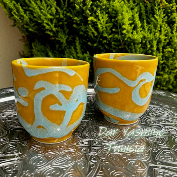 2客セット ハネン カラフル陶器 湯のみ タッシリ たっぷりサイズでも