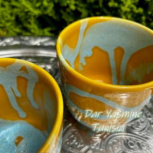 2客セット ハネン カラフル陶器 湯のみ タッシリ たっぷりサイズでも