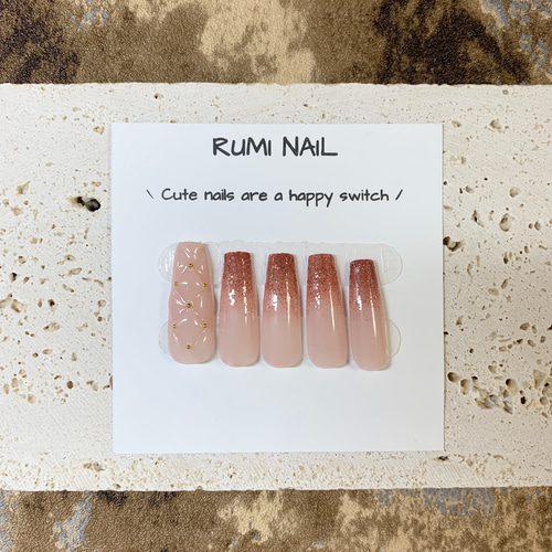 ネイルチップ フレンチ ガーリー シンプル 地雷 ラメグラデーション  