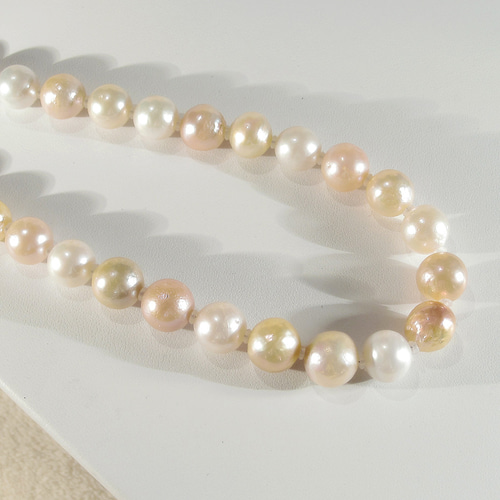 12-9mm本真珠（淡水パール）とSV925のネックレス（シリコン、有核