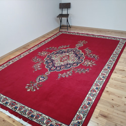 ＧＷ特価40％ＯＦＦ】ペルシャ絨毯タブリーズ産  赤 ワインレッド 300×196cm　 エレガント 華やか 豪華 8枚目の画像