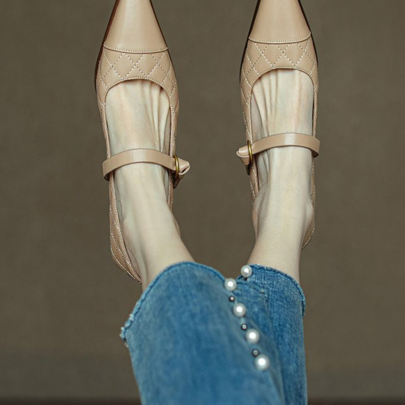 本革 パンプス ローヒール ハイヒールパンプス 靴ハイヒール シューズレディース 通勤 デイリー 仕事 婦人靴 10枚目の画像