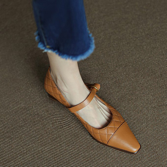 本革 パンプス ローヒール ハイヒールパンプス 靴ハイヒール シューズレディース 通勤 デイリー 仕事 婦人靴 9枚目の画像