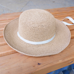 白いリボンの夏帽子【受注制作】 3枚目の画像