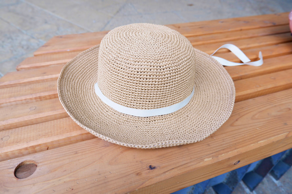 白いリボンの夏帽子【受注制作】 3枚目の画像