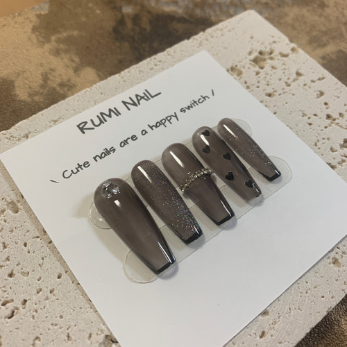 ネイルチップ 黒 オーダー ワンホン 量産型 地雷 韓国 押しネイル  