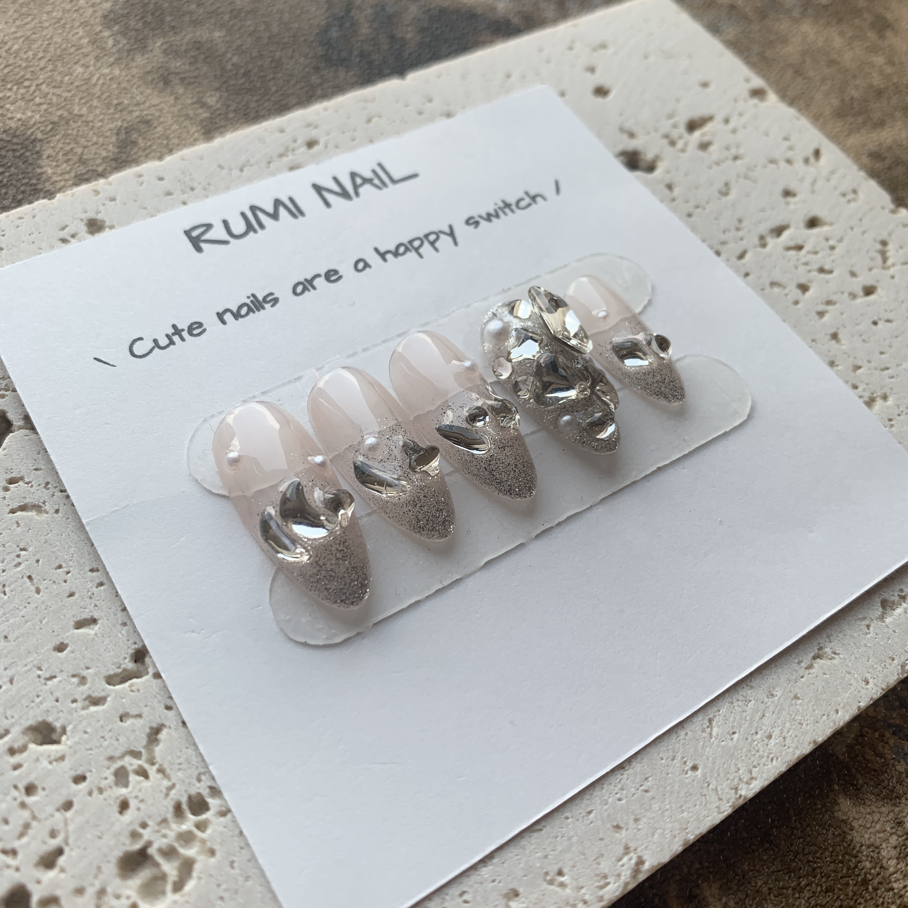 ネイルチップ フレンチ ピンク 量産型 ワンホン ガーリー チークネイル  