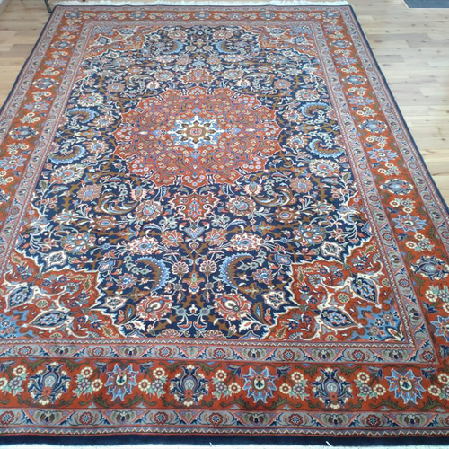 夏キャン50％OFF】ペルシャ絨毯サルーク産 ブルー290×197cm