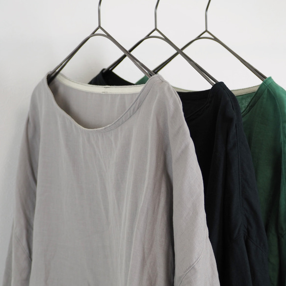 Karoダブルガーゼコットンシャツ（綿Wガーゼ ブラック）【受注生産対応】 6枚目の画像