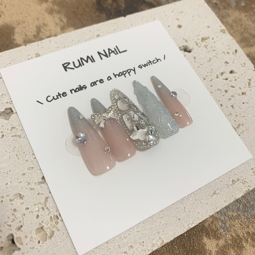 ネイルチップ フレンチガーリー 量産型 韓国 ワンホン 推しネイル  