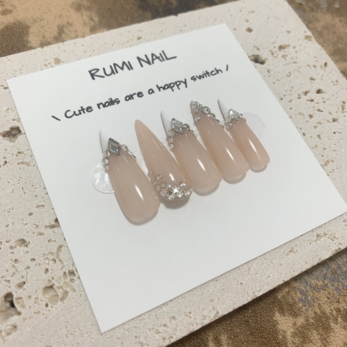 ネイルチップ フレンチガーリー 量産型 韓国 ワンホン 推しネイル  