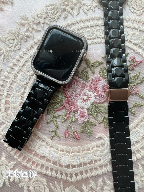 Apple Watch オーロラバンド　樹脂製ベルト　ブラック　黒色 7枚目の画像