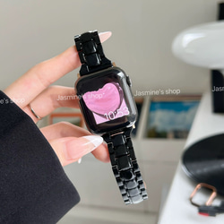 Apple Watch オーロラバンド　樹脂製ベルト　ブラック　黒色 4枚目の画像
