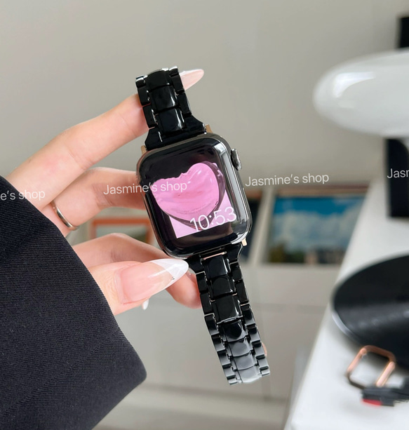 Apple Watch オーロラバンド　樹脂製ベルト　ブラック　黒色 4枚目の画像