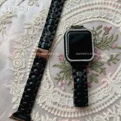 Apple Watch オーロラバンド　樹脂製ベルト　ブラック　黒色 9枚目の画像