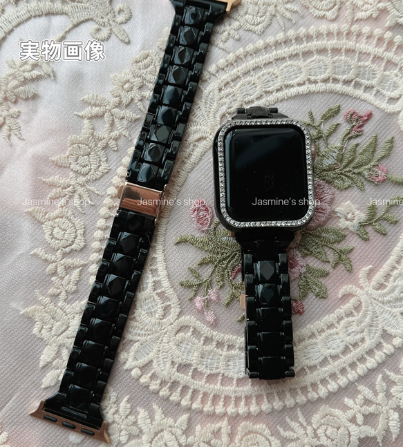 Apple Watch オーロラバンド　樹脂製ベルト　ブラック　黒色 9枚目の画像