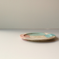 ピンク×ブルー×グリーン　15ｃｍフラット皿　A 4枚目の画像