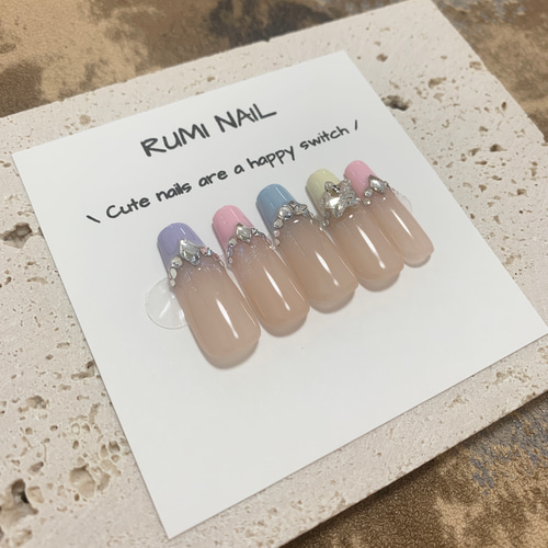 ネイルチップ ピンク フレンチガーリー 量産型 ワンホン 推しネイル  