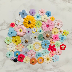 クラフトパンチ ダイカット カラフルフラワー ストーン付 色々セット