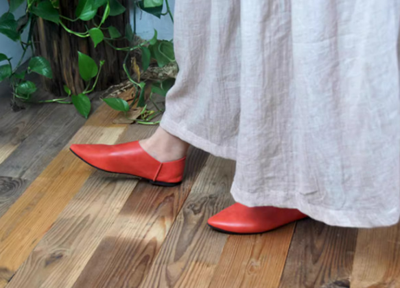 手作りの靴 本革 カジュアルフラットシューズ レディース靴 履きやすい 母の日 パンプス 5枚目の画像