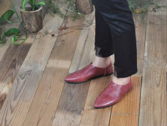 手作りの靴 本革 カジュアルフラットシューズ レディース靴 履きやすい 母の日 パンプス 12枚目の画像