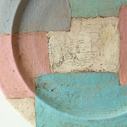 ピンク×ブルー×グリーン　15ｃｍフラット皿　B 2枚目の画像