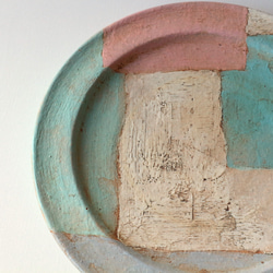 ピンク×ブルー×グリーン　15ｃｍフラット皿　C 4枚目の画像