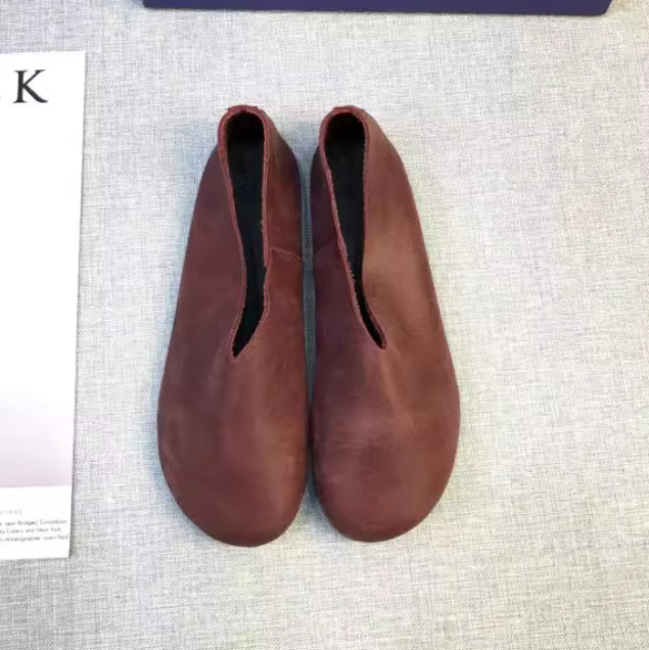 手作りの靴 母の日　本革 カジュアルフラットシューズ レディース靴 履きやすい  パンプス 3枚目の画像