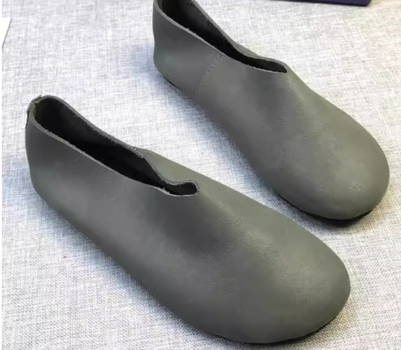 手作りの靴 母の日　本革 カジュアルフラットシューズ レディース靴 履きやすい  パンプス 6枚目の画像