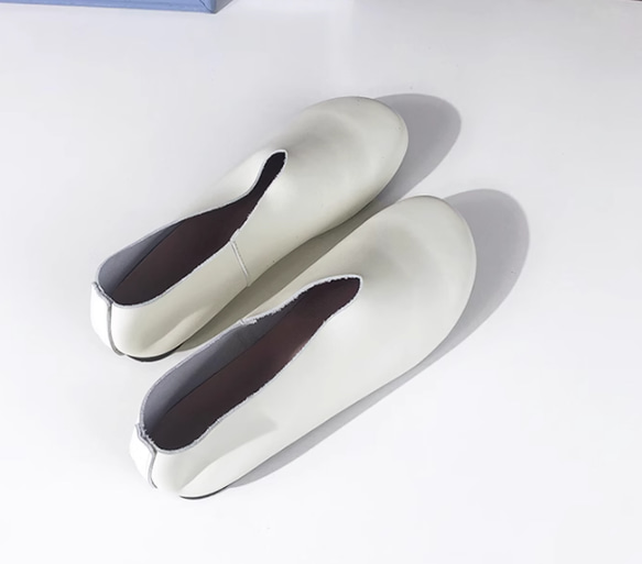 手作りの靴 母の日　本革 カジュアルフラットシューズ レディース靴 履きやすい  パンプス 11枚目の画像
