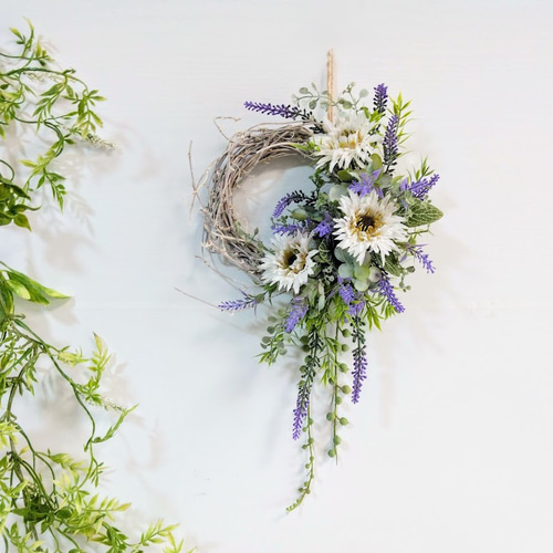 染め布花＊ひなぎくの可愛いリース アートフラワー ｱﾄﾘｴFlower