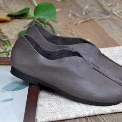 手作りの靴 パンプス　母の日　本革 カジュアルフラットシューズ レディース靴 履きやすい 8枚目の画像