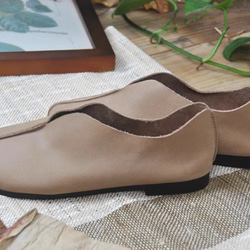 手作りの靴 パンプス　母の日　本革 カジュアルフラットシューズ レディース靴 履きやすい 5枚目の画像