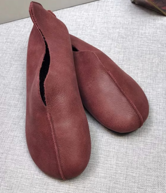 手作りの靴 パンプス　母の日　本革 カジュアルフラットシューズ レディース靴 履きやすい 14枚目の画像