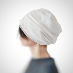 ターバンな帽子　ナチュラル+白 2枚目の画像