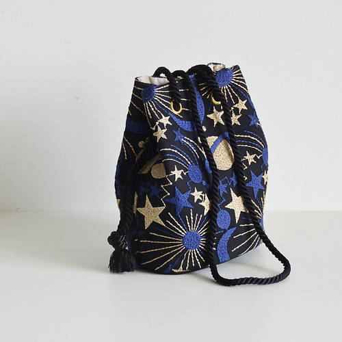 数量限定! プラネットチュール刺繍ポシェットマリンバッグ ブルー