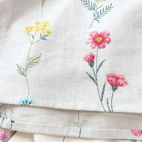 春に*刺繍調 押し花柄*ゆったり半袖ロングワンピース*国産 春に*刺繍調 押し花柄*ゆったり半袖ロングワンピース*国産
