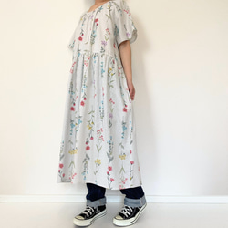 春に＊刺繍調 押し花柄＊ゆったり半袖ロングワンピース＊国産